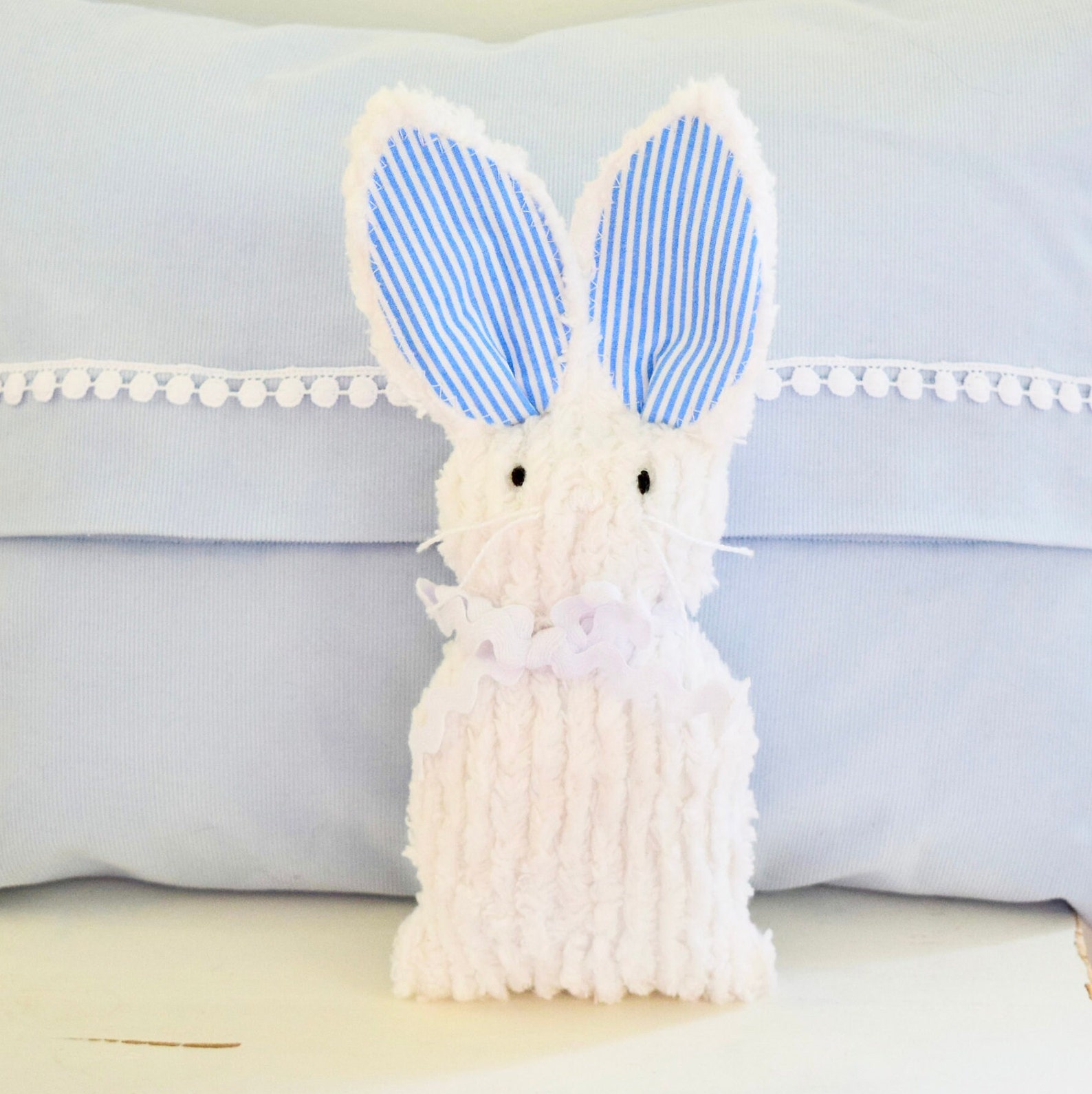 White Chenille Bunny White Chenille Stuffed Rabbit - Etsy