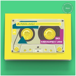 Mixtape card - Mix Tape music card - 80s cassette - Card for music lover