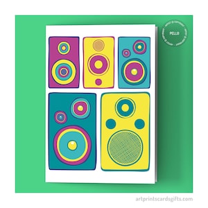 Speakers card - Cool music card - Stereo, Hi-Fi, Audio - Card for music lover