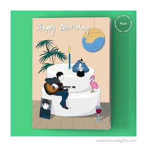 Oasis birthday card - Definitely Maybe birthday cake - Liam Gallagher card - Noel Gallagher card - Card for 90s music fan - Rock n Roll card