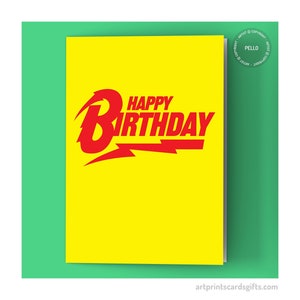 Bowie birthday card - David Bowie card - Lightning bolt - Card for music fan - Rock n Roll card