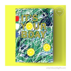 Stone Roses birthday card - Ian Brown card - John Squire card - Card for 90s music fan - Rock n Roll card - Stone Roses lemon