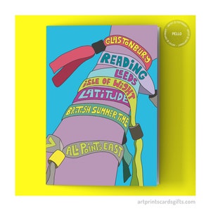 Festival Wristbands card - Music Gigs Concerts - Glastonbury, Reading & Leeds, IOW, Latitude, BST, All Points East - Card for music lover