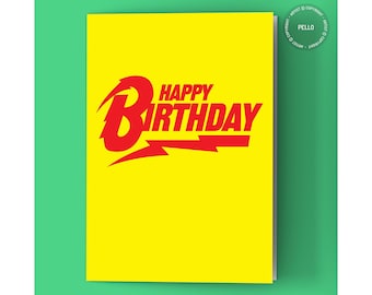 Bowie birthday card - David Bowie card - Lightning bolt - Card for music fan - Rock n Roll card