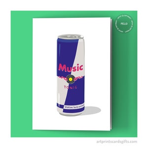 Red Bull Music card - Music Tonic, Vitalizes body and mind - Card for music lover - Energy Drink card - Music mental health
