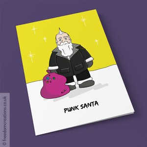 Punk Christmas Card - Punk Santa – Punk Rock Music Christmas Card – Christmas card for music lover