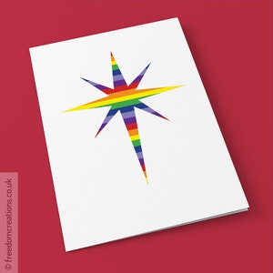 Pride Christmas Card – LGBT Christmas Card – Rainbow Star Christmas Card – Gay Christmas cards