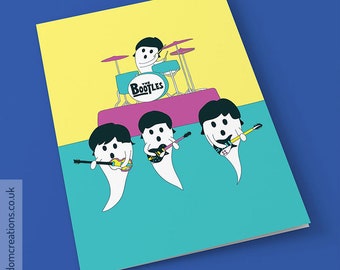 The Beatles Card - The Bootles - Halloween card - Funny music pun, blank greeting card - Ghost Beatles