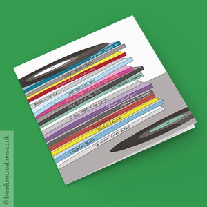 Christmas Albums Card – Christmas Music Puns – Oasis, Beatles, Rolling Stones, Pink Floyd, Queen + more - Music lovers, djs, vinyl collector