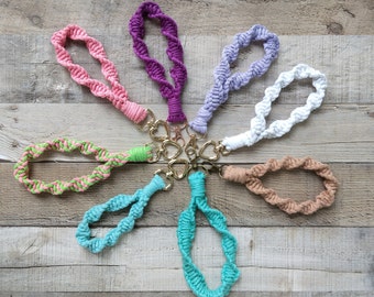 Macrame Wristlet Keychain,  Twisted Wristlet Keychain, Macrame Key Accessory, Stocking Stuffer,  Keychain, Gift Bag Ideas, Women Gift Ideas