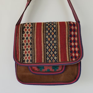 Kilim Crossbody Bag with or without Bow, Boho Saddle Bag, Tapestry and Faux Leather Bag, Bags for Women, Carpet Bag, Tribal Bag, Hippie Bag