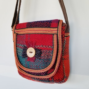 Unisex Kilim Crossbody Bag: Recycled Rug, Leather Accent