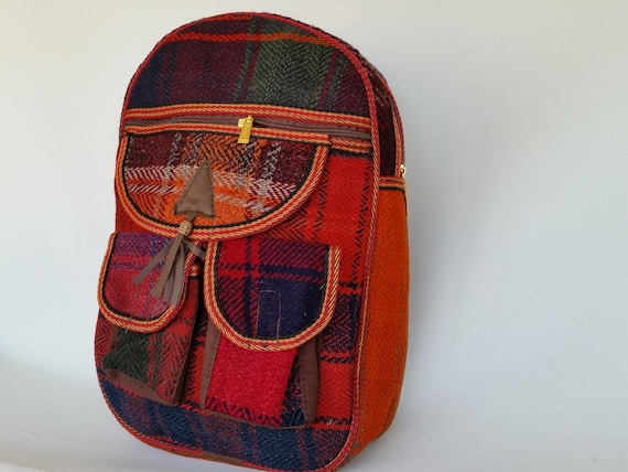Vintage Handwoven Kilim Backpack Bucket Bag, Drawstring, Tribal Pattern, Leather Vintage Kilim Bucket Bag, Genuine Leather Crossbody Bag - Etsy main image 3
