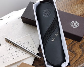 Genuine Leather Glasses Case With Gift Box, Matt Black, Personalised