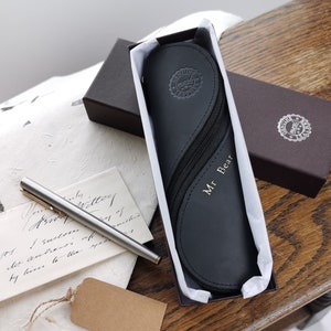 Genuine Leather Glasses Case With Gift Box, Matt Black, Personalised