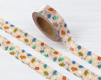 Christmas Washi Tape / Cosy Mittens & Snowflakes / Nastro da regalo, Crafting, Decorative Scrapbook Tape, Planner Supplies, Paper Tape