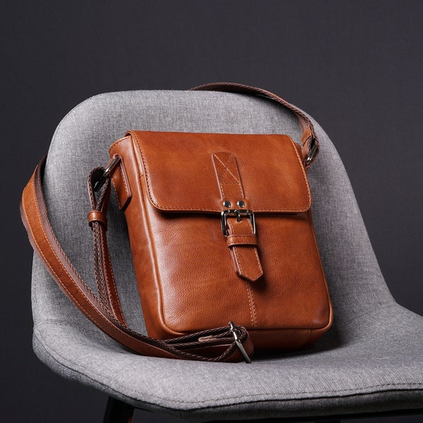 Leather Satchel Small | Luxury Cognac Leather Satchel & Shoulder Bag