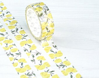 Washi Tape | Lemon Fruit Leaf Pattern | Masking Tape, Crafting Decorative Tape, Scrapbook Tape, Planner Supplies, Paper Tape