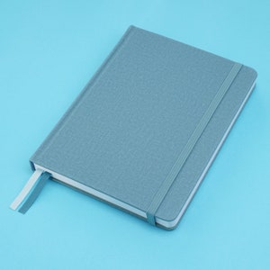 A5 ish Hardback Notebook Lined or Dotted Paper, Contents Page and Numbered Pages, Back Pocket, Bujo / Diary, Personalise, Denim Blue image 1
