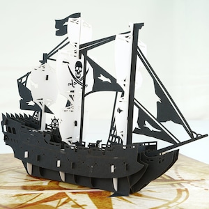 Birthday Card 3D Pop-Up Card Handcrafted Nautical Theme Pirate Ship