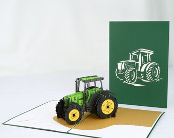 Farm Tractor 3d Pop Up Card | Birthday Card Handcrafted Farm Vehicle Blank Inside