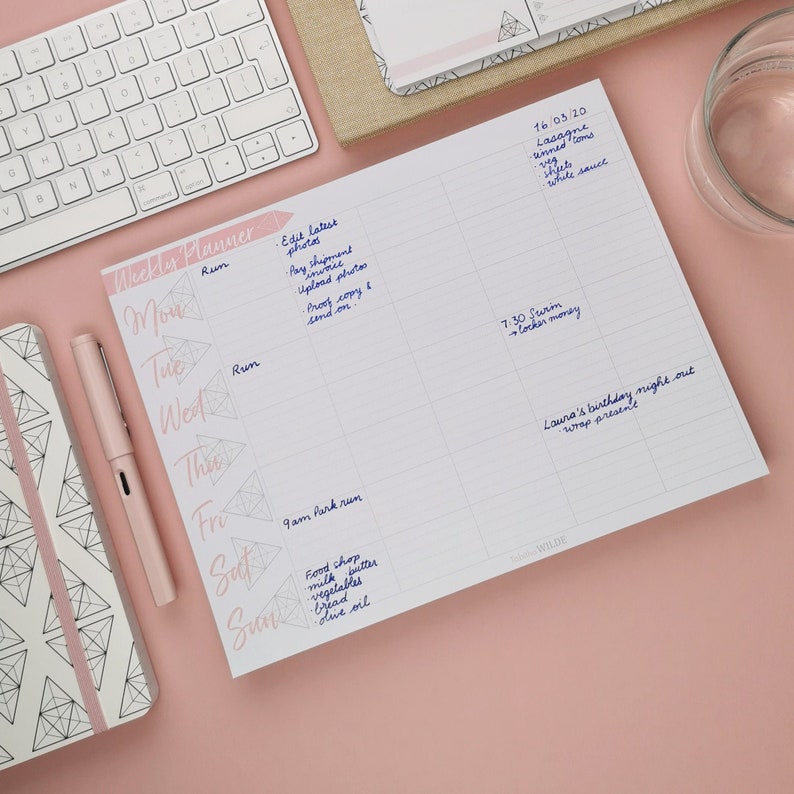 Weekly Planner Desk Pad A4 Calendar Organizer Notepad Etsy