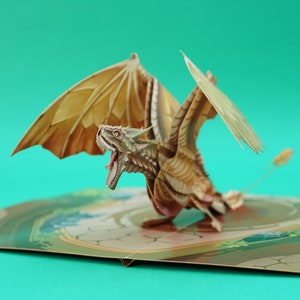 Birthday Card 3D Pop-Up Card Fantasy Mythical Creatures, Sandstone Dragon