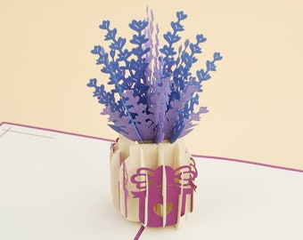 Mother's Day 3D Pop Up Card Lavender Bouquet | Friendship, Get well Soon, Thank you Card | Purple Bunch of Flowers