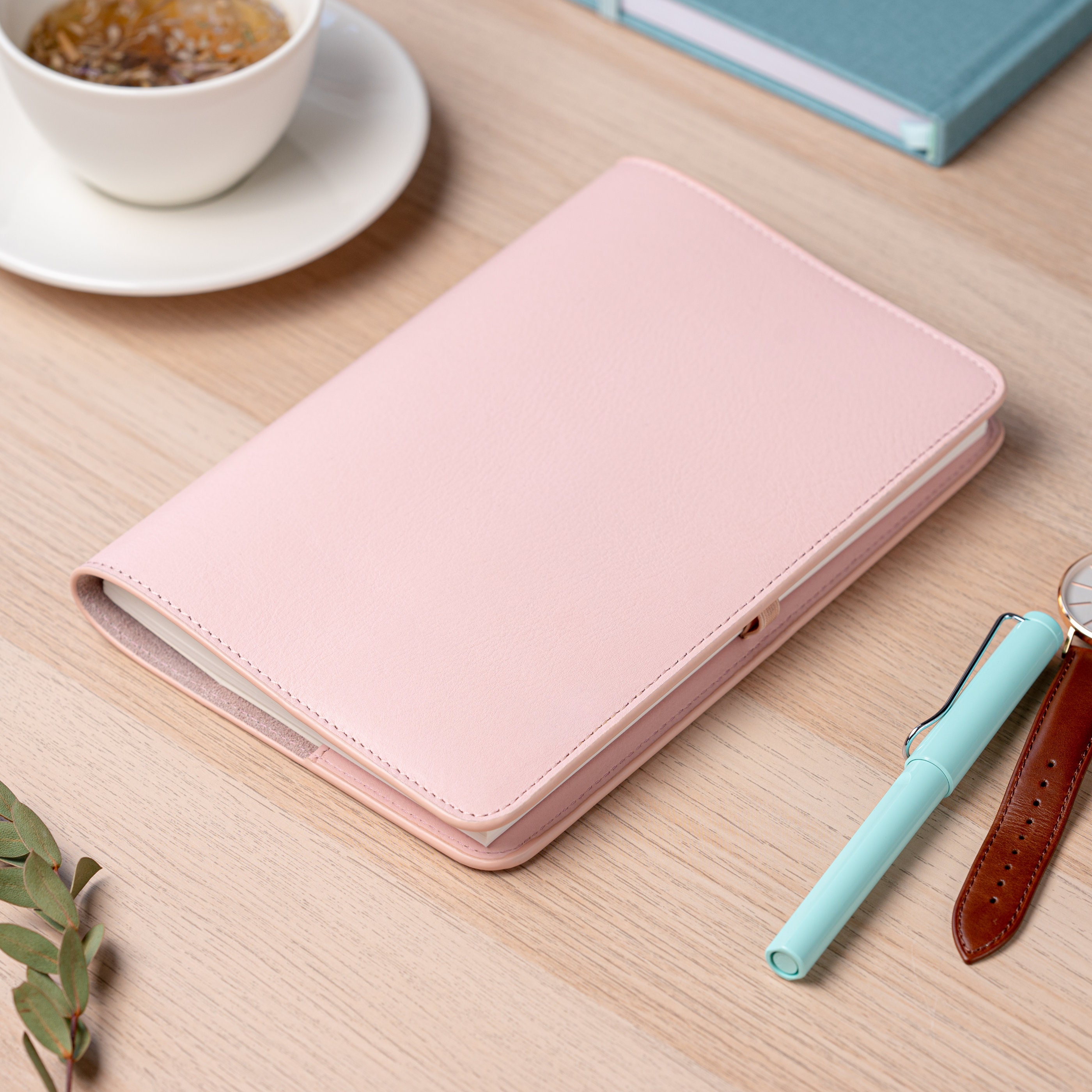 Refillable A5 ish Leather Notebook Cover With Pen Loop Etsy