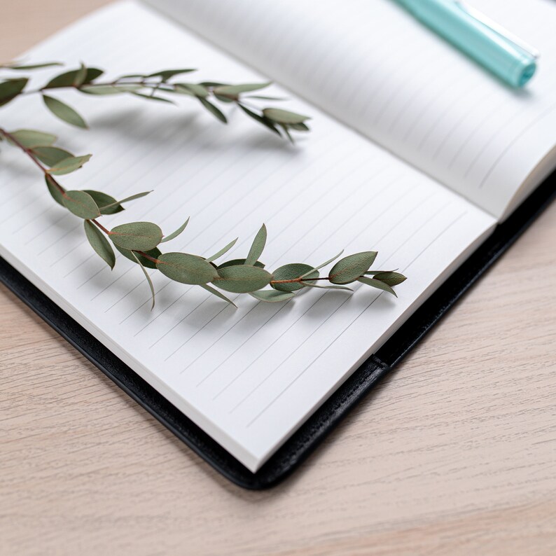 Refillable A5 ish Leather Notebook Cover With Pen Loop Etsy