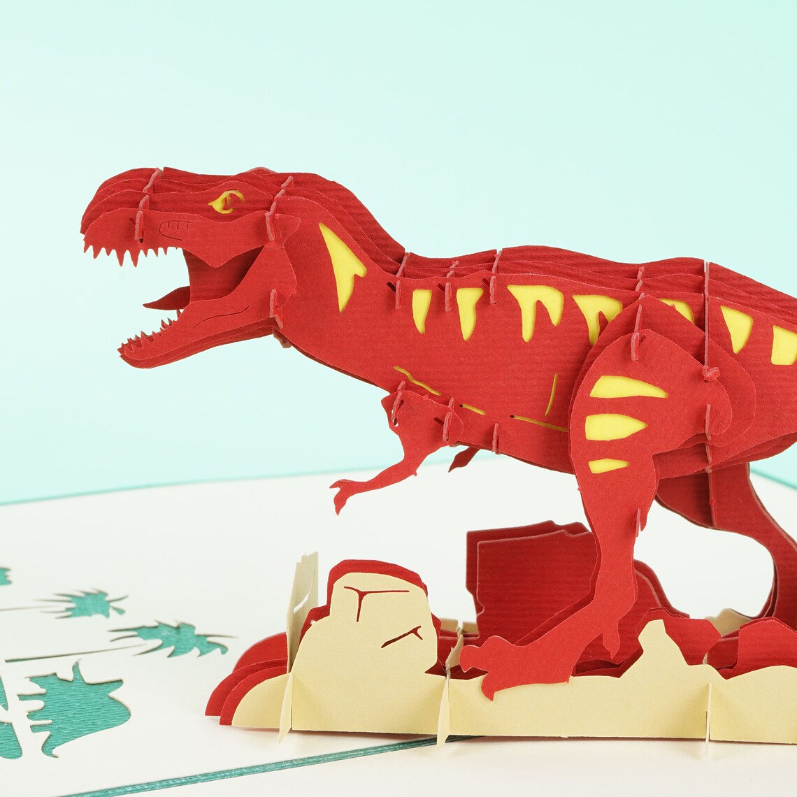 T-rex Dinosaur 3d Pop up Card Birthday Card Handcrafted | Etsy