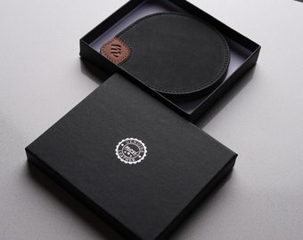 Genuine Natural Leather Coffee Coaster - Tea Coaster by mosi - Black