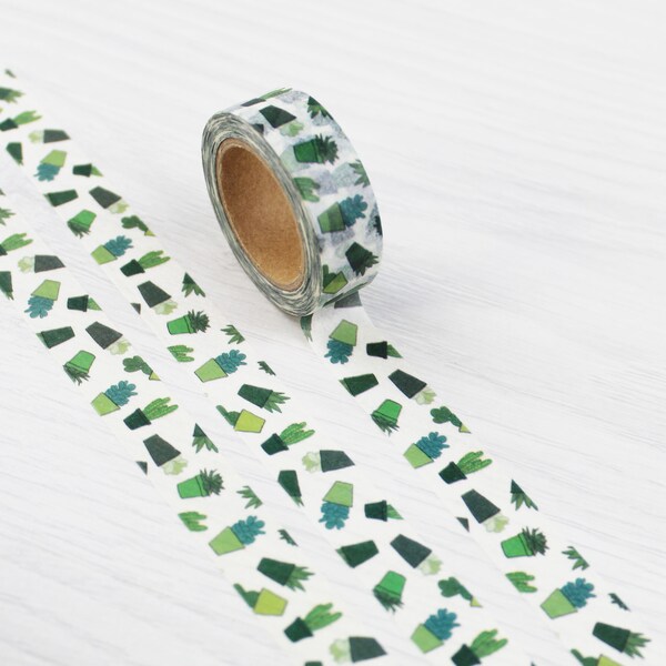 Washi Tape | Cactus Succulent Plant | Masking Tape, Crafting Decorative Tape, Scrapbook Tape, Planner Supplies, Paper Tape