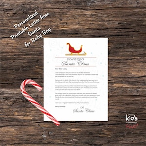 Primeira carta de Natal personalizada do Papai Noel para o bebê, Primeiro Natal do bebê, Carta oficial do Papai Noel,