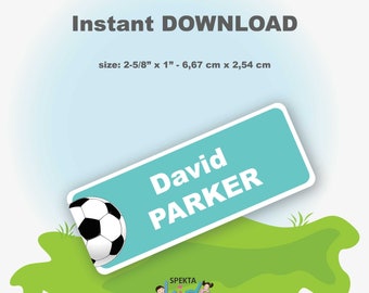 Soccer Name Labels, School Supply Stickers (PDF)