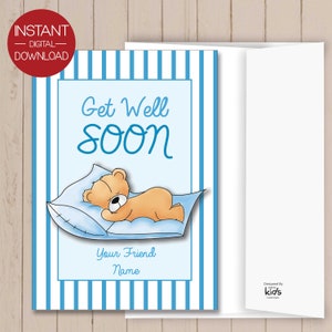 Ours en peluche, Get Well Soon Card, carte de rétablissement imprimable, carte d'encouragement, cartes imprimables en peluche