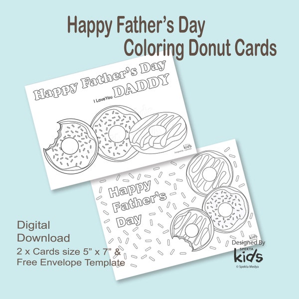Father's Day coloring Donut Cards