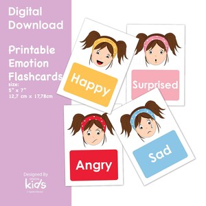 Flashcards de emoções para impressão, Flashcards para impressão, cartões de aprendizagem e atividades para impressão, download instantâneo