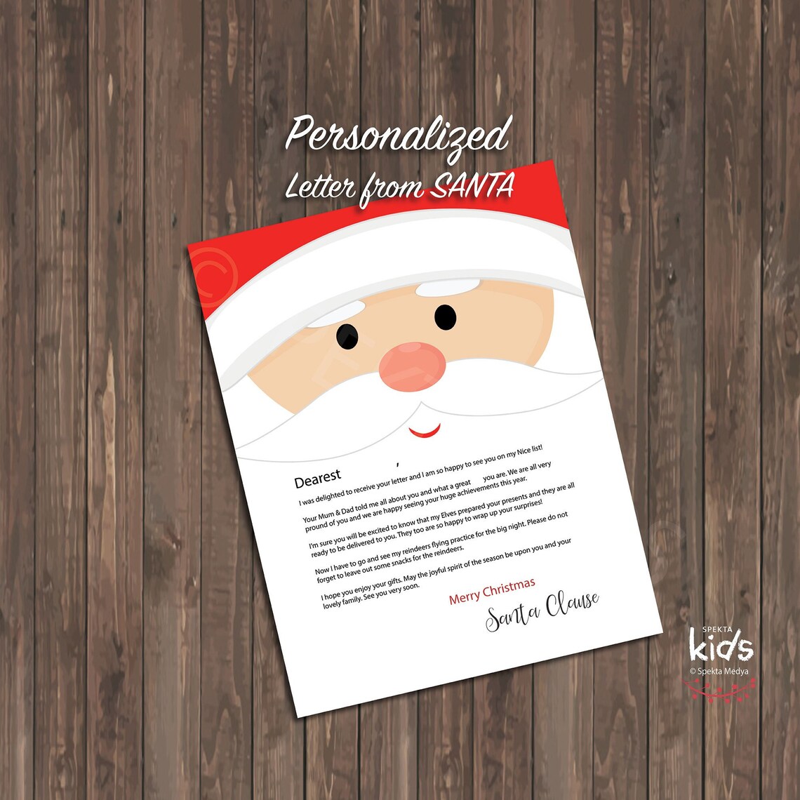 Personalized Printable Santa Letter From the North Pole, Cute Santa ...
