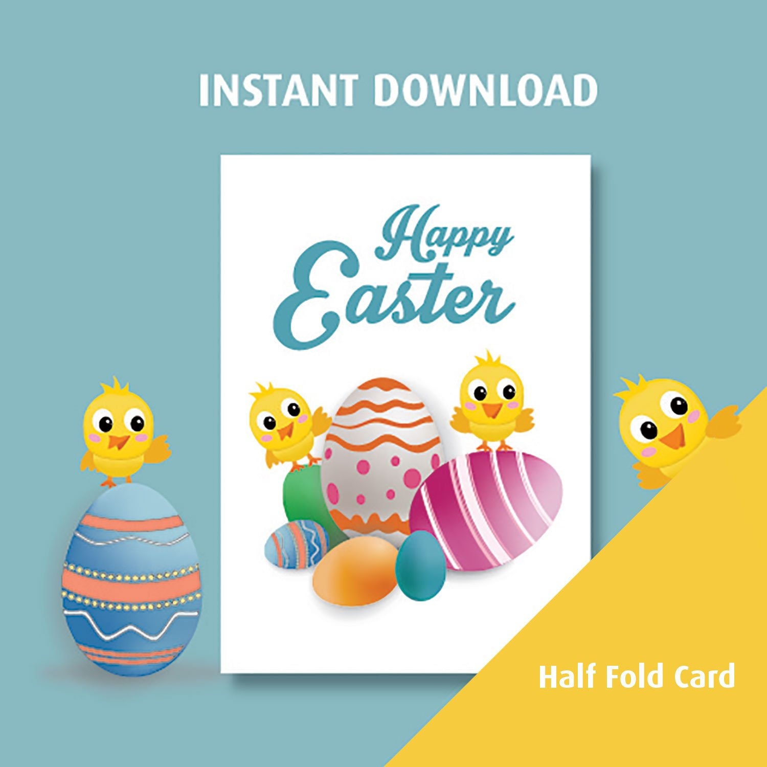 Printable Chicken Easter Card, Happy Caster Card, Cute Easter Greeting Card, DIY Easter Card - Etsy for Cute Free Printable Easter Cards