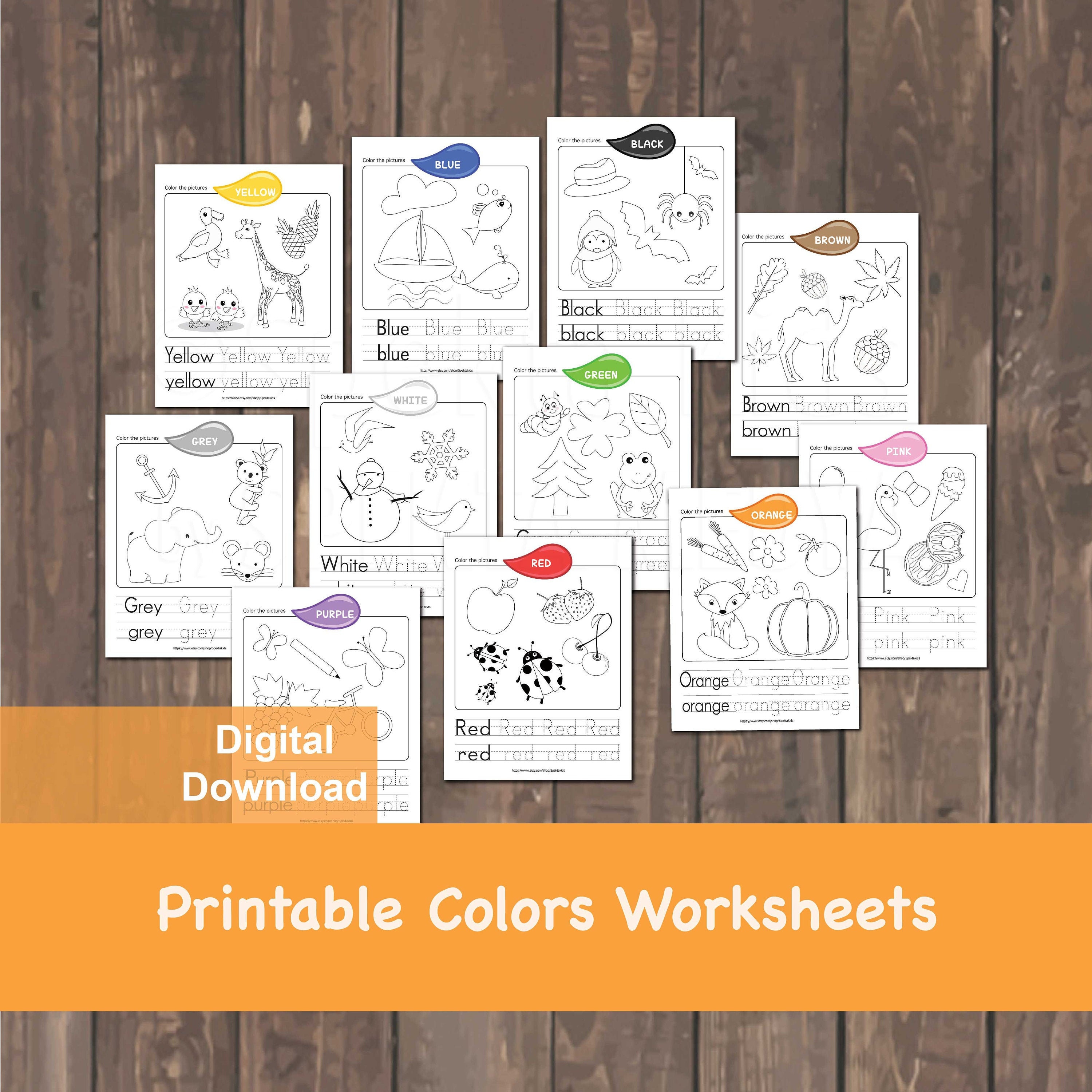 Printable Color Worksheets - Etsy