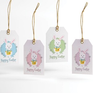 Printable Easter Bunny Favor Tags, Printable Easter Tags, Happy Easter Tags, Easter Basket Tags