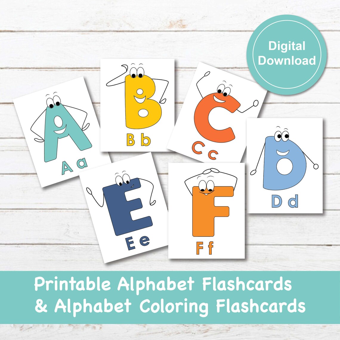 Printable Alphabet Flashcards Printable Alphabet Coloring - Etsy