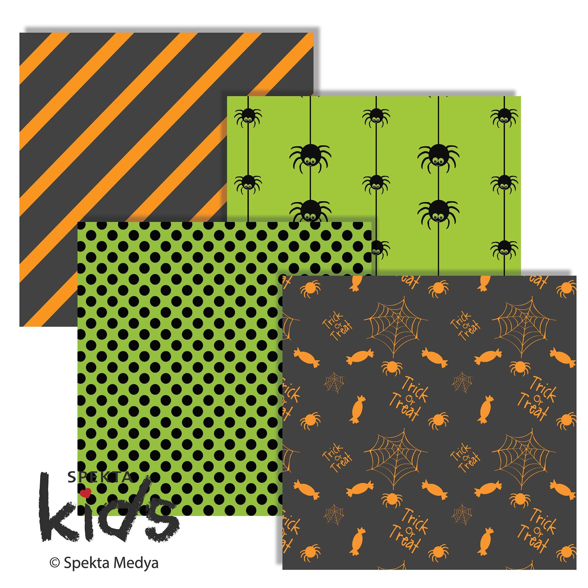 Halloween Digital Paper Pack , Seamless Digital Scrapbook With Spiders ...