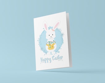 Cute Happy Easter Card, Easter Bunny Card, Handmade cards,