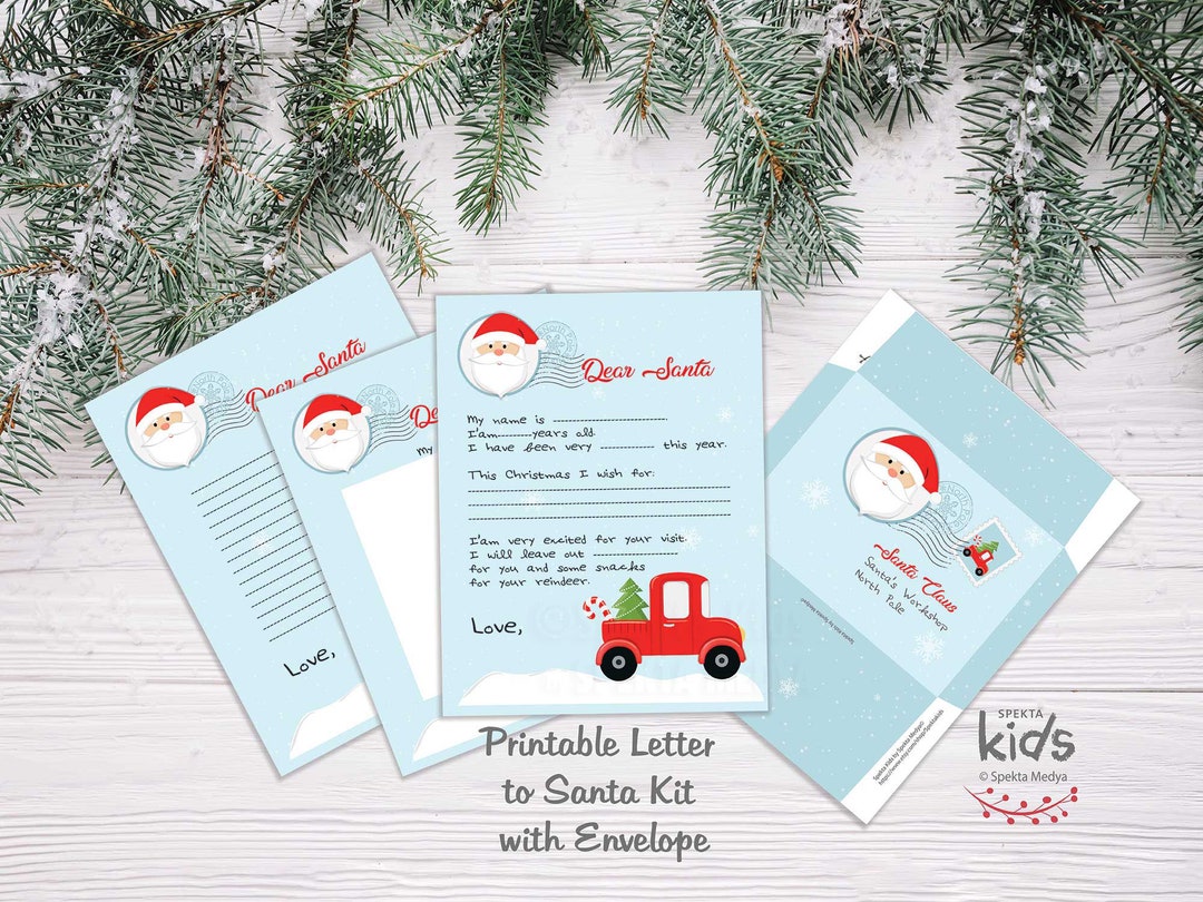Printable Santa Letter Kit With Envelope (digital Download) Etsy