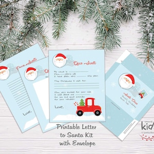 Kit imprimible de Carta a Santa con sobre, plantilla de carta a Santa, paquete de Santa,