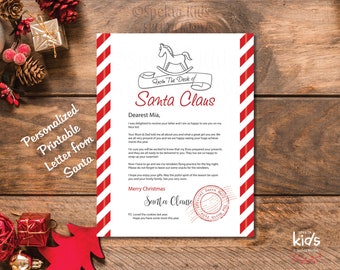 Gepersonaliseerde afdrukbare brief van de kerstman (digitale download)