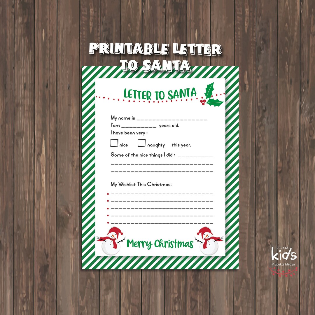 Printable Letter to Santa Claus Templates, Cute Santa Letter Template - Etsy