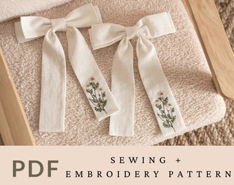 Lazo para el cabello con patrón de bordado (videotutorial en PDF)